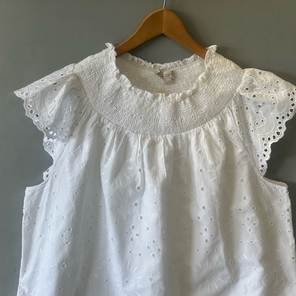 5 for $40 Loft Top Blouse Shirt Size XL White Lace - Picture 3 of 7